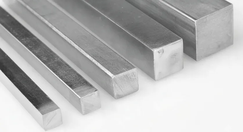 Close-up of high-quality metal square bars from a leading Square Bar Manufacturer, Supplier and Stockist in India.